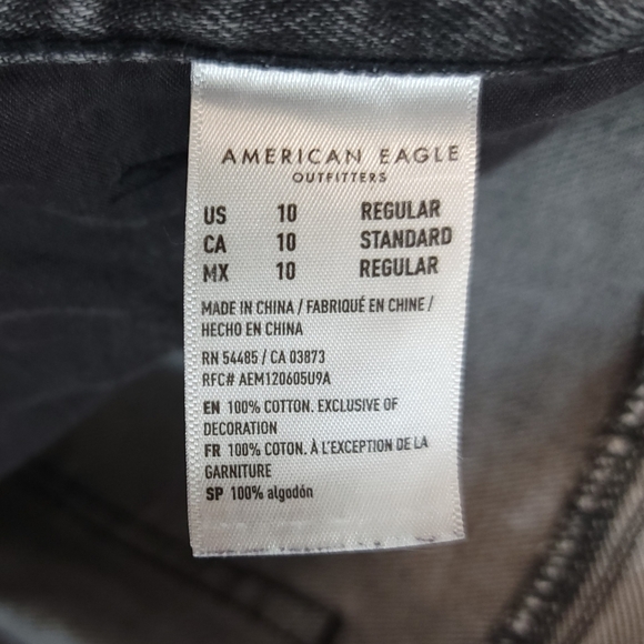 American Eagle EUC Gray Wash 100% COTTON Distressed High Rise Mom Jeans SIZE 10 - Picture 11 of 11